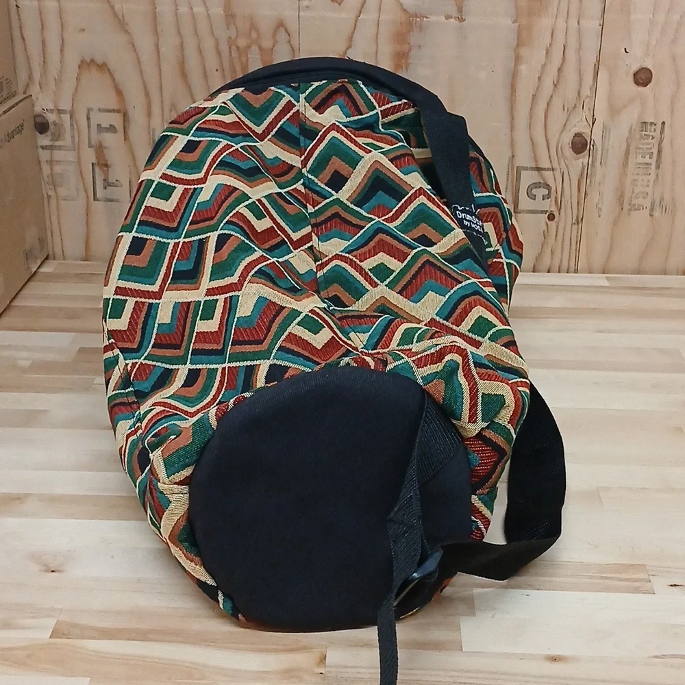 DrumStuff By Mosa Geometric Canvas Duffel Bag in Teal, Rust & Cream